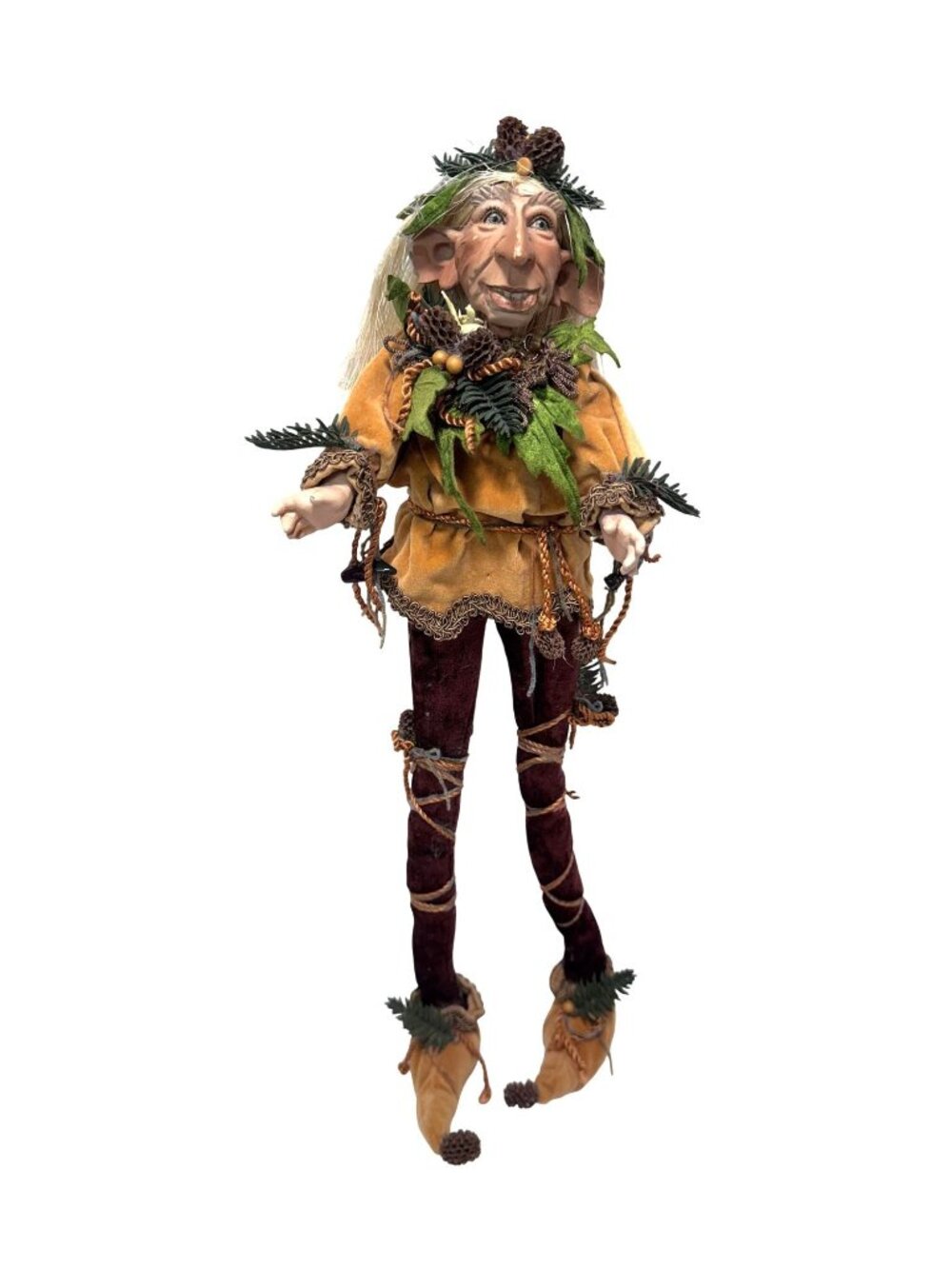 Vintage Woodland Elf Fall Christmas Elf Fairy Doll 18" Long Whimsical Bendable
